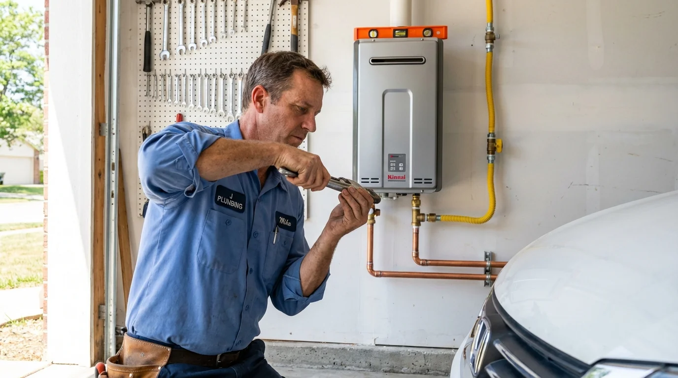 Tankless water heater installation by a Johns Plumbing LLC plumber in Levelland
